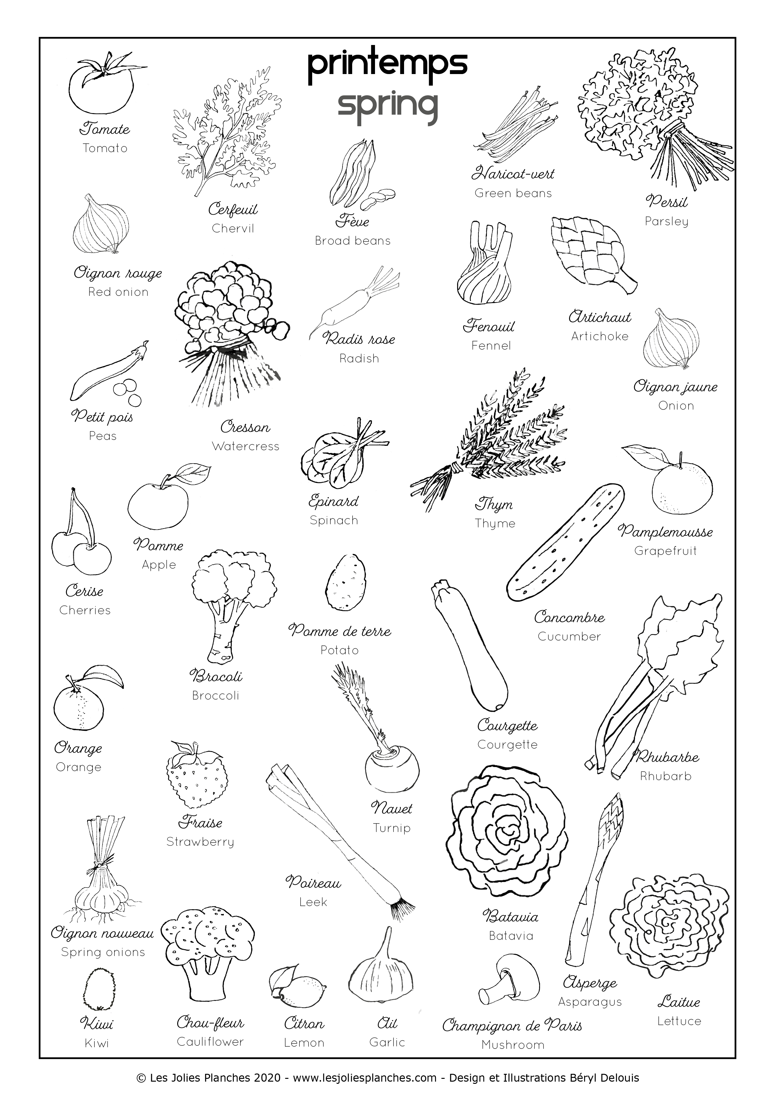 FRUITS ET LEGUMES DE SAISON PRINTEMPS  Les Jolies Planches